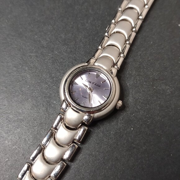 Light Purple And Silver Tone Cote D Azur Watch With Metal Band - Picture 1 of 12